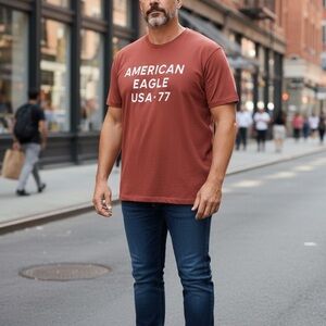 American Eagle Outfitters Men's Brick Red Tee